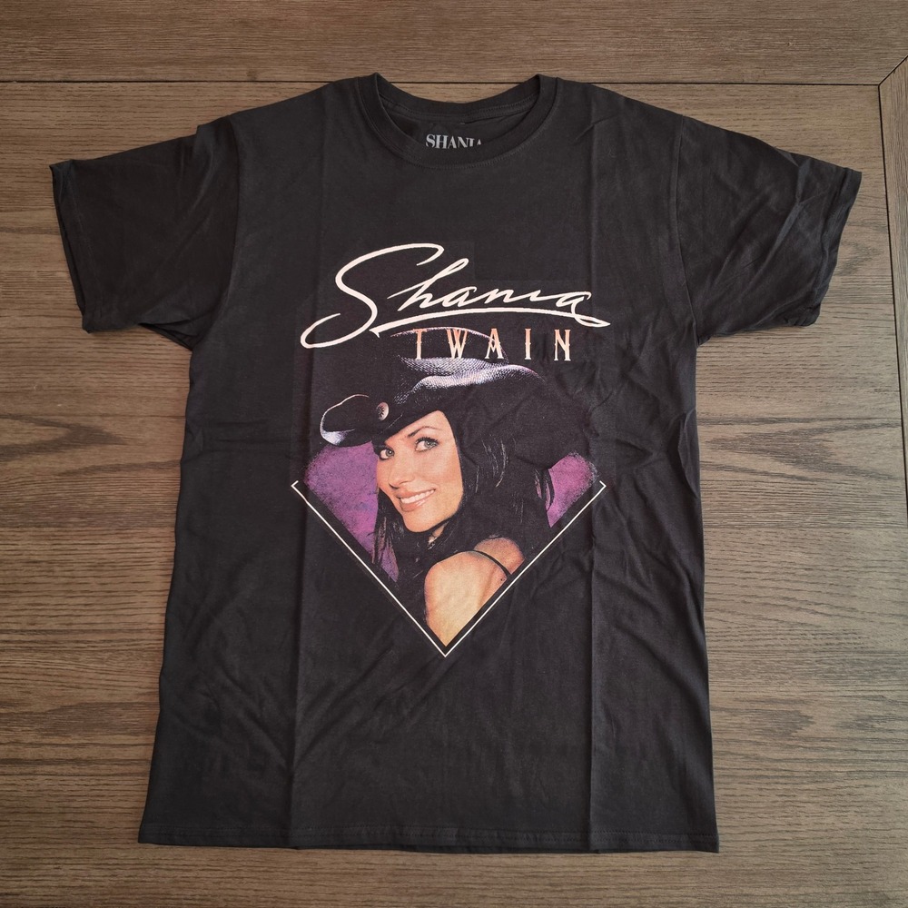 Shania Twain Purple Photo Graphic T-Shirt Unisex Black Large NWT Licensed